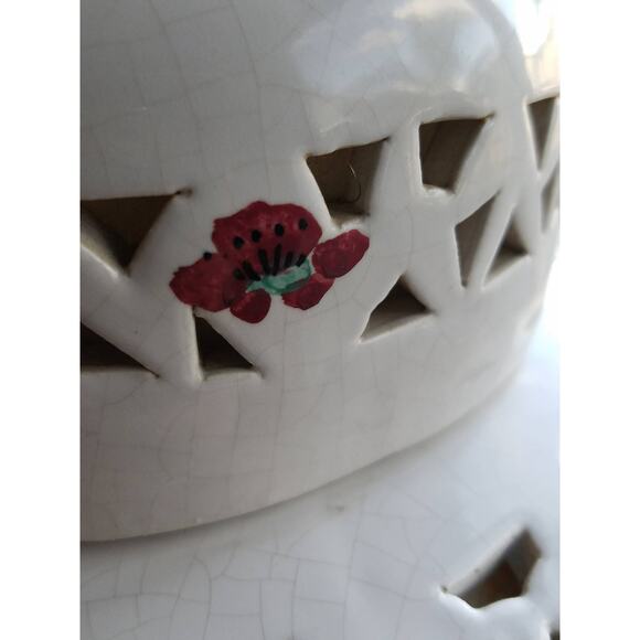 Chinese Porcelain Cherry Blossom Blanc de Chine Pierced Table Lamp Base - Picture 7 of 10